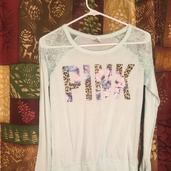 PINK longsleeve talk with lace shoulders - Picture 2 of 4